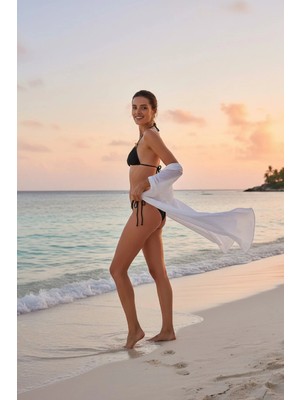 Modadua Kadın Siyah Pedli Fiyonklu Bağlamalı Bikini Takımı