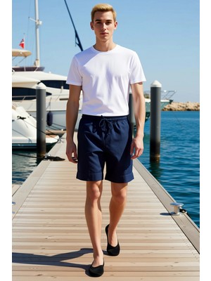 Benerly Erkek Şort Bermuda Denim Kumaş Normal Bel Kesim Geniş Paça Kısa Boy Rigid Dokuma Şık