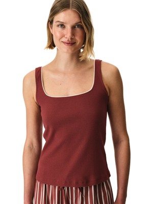 Penti Bordo Sisterhood Pamuklu Atlet Pijama Üstü