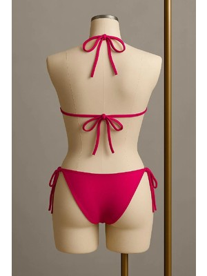 Modadua Kadın Fuşya Yandan Bağlamalı Bikini Mayo Takımı