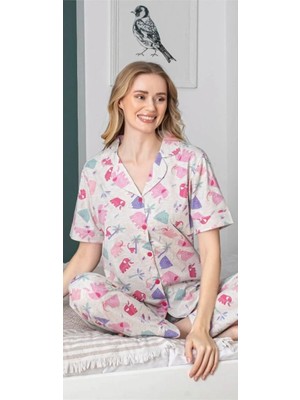 Modadua Alissa 6258 Kadın Fil Desenli Patlı Pijama Takımı