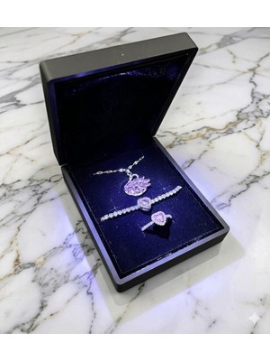 Küçük Işıklı Kutuda Kuğu Pembe Set