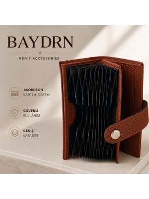 Big Store Akordeon Kartlıklı Mekanizmalı Erkek Cüzdan Çıtçıtlı Vintage Kahverengi