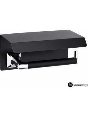 System Banyo Aksesuarları  Pruva Etejerli Tuvalet Kağıtlığı KROM-SİYAH(BA1004 011 Cr-Al6)