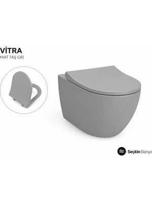 Vitra Sento (7748B076-0559) Rim-Ex  Asma Klozet Mat Taş Gri (Kapak Dahil )