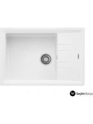 Teka Stone 76*48 Tek Göz Damlalıklı Granit Evye Beyaz (115330033)