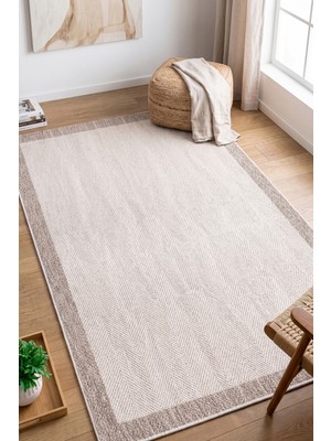Melaris Halı Yeni Nesil Çerçeveli Sisal Yumuşak Dokuma Kilim Kaymaz Pamuk Taban Bordürlü Halı