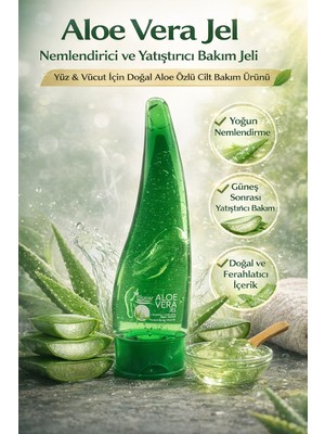 Aloe Vera Jel Nemlendirici ve Yatıştırıcı Bakım Jeli Yüz ve Vücut Için Doğal Aloe Özlü Cilt Bakım Ürünü