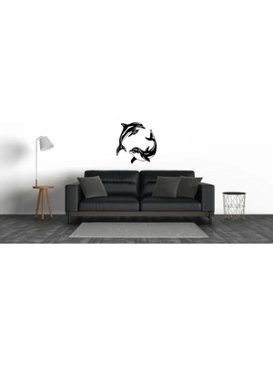 Yunus Figürü Duvar Modern Ahşap Tablo Dekor Siyah Renk 25 Cm. x 2 Adet (Toplamda 50 Cm.)
