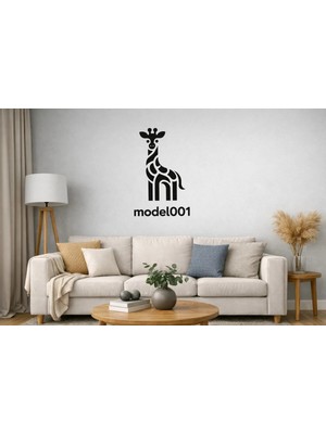 Zürafa Figürü Duvar Modern Ahşap Tablo Dekor Siyah Renk 25 Cm.