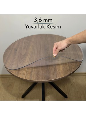 Overdal Yuvarlak 3,6 mm Şeffaf Kalın Pvc Masa Örtüsü Kaymaz Silinebilir Masa Koruyucu
