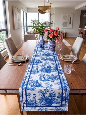 Nunuteks Fransız Köylü Desen Dekoratif Runner - 40X140 cm