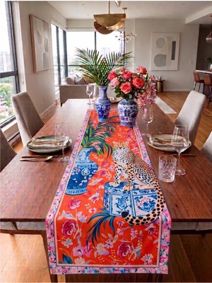 Nunuteks Leopar Desen Dekoratif Runner - 40X140 cm