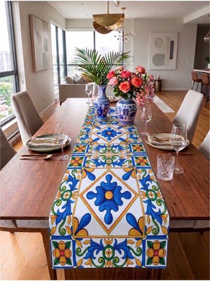 Nunuteks Sicilya Desen Dekoratif Runner - 40X140 cm