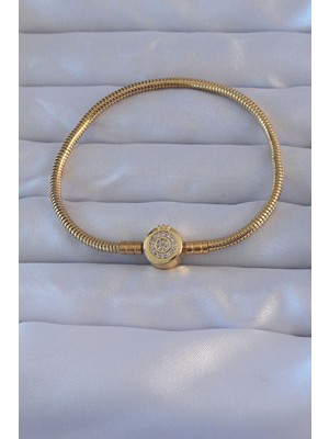 Onba Pirinç Gold Renk Zirkon Taşlı Charm Bileklik 5886 - OB7190-9641