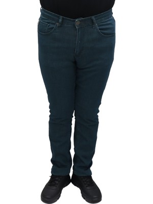 Hacker Fistan Store Erkek Yeşil Yüksek Bel Dar Kesim Boru Paça Büyük Beden Jean Pantolon