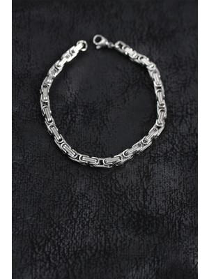 Onba 316L Çelik Gümüş Renk Kral Zincir Erkek Bileklik 5886 - OB2489-9063