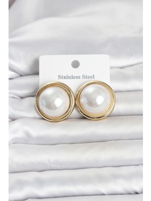 Maxdora 316L Çelik Gold Renk Inci Model Vintage Kadın Küpe 5886 - MX002U-7JVZ21