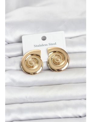 Maxdora 316L Çelik Gold Renk Deniz Kabuğu Form Kadın Küpe 5886 - MX002U-7JVYD1