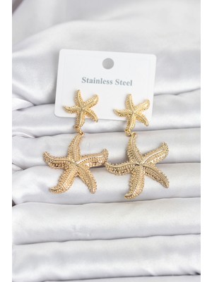 Maxdora 316L Çelik Gold Renk Deniz Yıldızı Model Kadın Küpe 5886 - MX002U-7JVYJ7