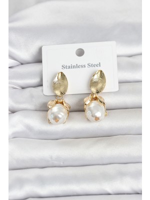 Maxdora 316L Çelik Gold Renk Çiçek Model Kadın Küpe 5886 - MX002U-7JVYE2