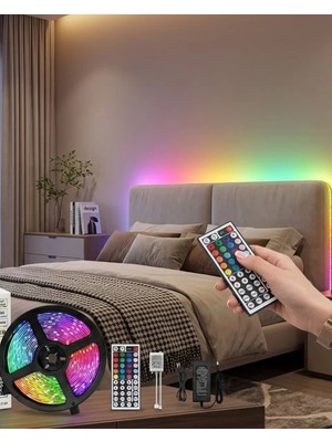 Alkasaz Kumandalı Rgb Şerit LED 5 Metre Renk Değiştiren Dekoratif LED Işık - ALKHBY9737-8451