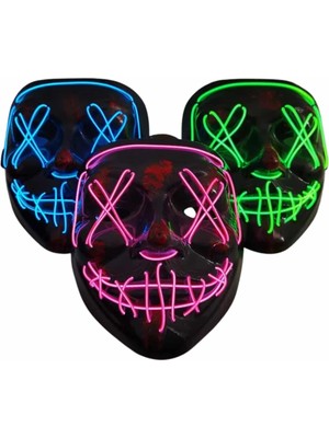 OEM Işıklı LED Maske Parti Eğlence Maskesi Hallowen Neon Maske - 2301-2794