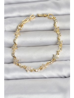 Maxdora Pirinç Gold Renk Zirkon Taşlı Ay ve Yıldız Model Kadın Bileklik 5886 - MX002U-7JVZ98