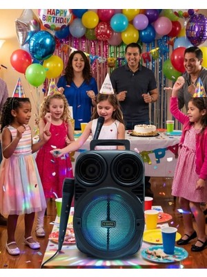 Sbusshop Kablosuz Karaoke Hoparlör Mikrofonlu Rgb Işıklı Bluetooth Speaker USB Tf Kart De - SB001M-48VB9