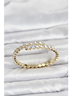 Maxdora Pirinç Gold Renk Sıralı Zirkon Taşlı Kadın Bileklik 5886 - MX002U-7JVWH3