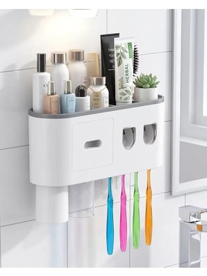 Feifei Banyo Organizer Diş Fırçası Tutucu Çift Dispenserli Raflı Çekmeceli - FEİ4804-1069