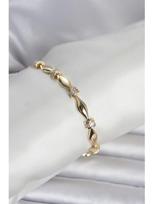 Tgzm Pirinç Gold Renk Sütun Model Kadın Bileklik 5886 - TG0012-2QNRI4