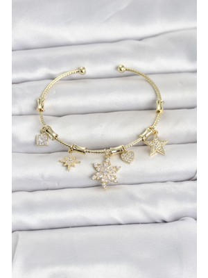 Lowell Home Pirinç Gold Renk Lotus Detay Charmlı Kadın Bileklik 5886 - LO0029-5Z8RI9
