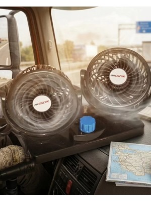 Sbusshop 12V Oto Fan Çakmaklık Girişli Ayarlanabilir Başlıklı Araç Vantilatörü - SB001M-48WHQ9