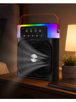 Eilo Luxe USB Şarjlı Masaüstü Sprey Fan Taşınabilir Serinletici Rgb Işıklı Mini Klima - AA002C-68A7P