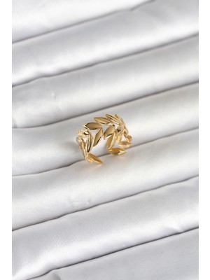 Tgzm 316L Çelik Gold Renk Başak Figür Kadın Yüzük 5886 - TG0012-2QNM56