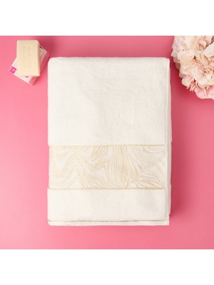 Matmel Soft Simli Banyo Havlusu - Beyaz - 90X150 cm
