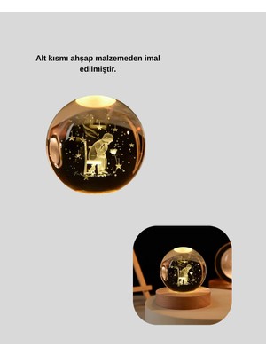 OEM Küçük Prens Işıklı Küre Lamba Ahşap Taban Büyük Boy Hediyelik - 4553-1767