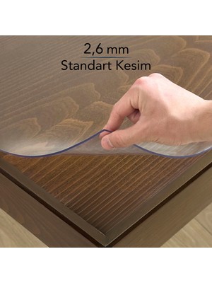 Overdal 2,6 mm Şeffaf Kalın Pvc Masa Örtüsü Kaymaz Silinebilir Masa Koruyucu