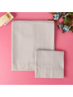 Matmel Soft Waffle 2'li Havlu Seti - Gri - 60X110 cm + 40X60 cm