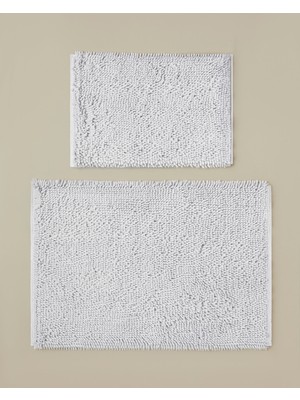 English Home Glossy Kaydırmaz Taban Banyo Paspası Seti 60X90 + 40X60 cm Beyaz
