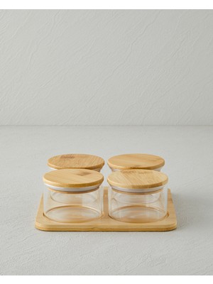 English Home Sunwake Cam-Bambu 4'lü Kahvaltılık 18x18 cm Şeffaf