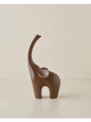 English Home Modern Elephant Seramik Dekoratif Obje 12x23 cm Kahverengi