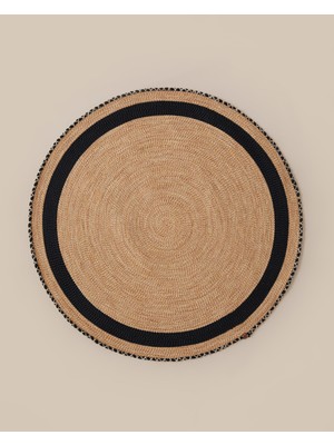 English Home Barley Dekoratif Jüt Kilim 120 cm Natural-Siyah