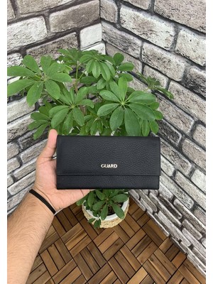 Guard Mat Siyah Hakiki Deri Çıtçıtlı Kadın Cüzdanı // GRD260516WT1184