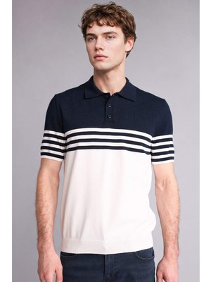 DeFacto Standart Fit Polo Yaka Çizgili Kısa Kollu Triko Polo Tişört H5858AX26SM