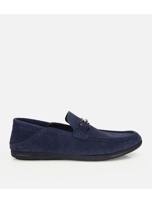 Hotiç Erkek Süet Deri Lacivert Toka Detaylı Comfort Loafer