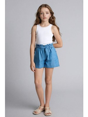 DeFacto Beli Bağcıklı Mavi Denim Şort Kız Çocuk G6380A826SM
