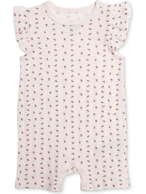 Hellobaby Kız Bebek Kısa Tulum Çiçek Baskılı Çıtçıtlı Bisiklet Yaka Short Sleeve Lastikli