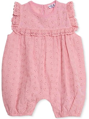 Hellobaby Kız Bebek Kısa Tulum Çıtçıtlı Bisiklet Yaka Kısa Kol Lastikli